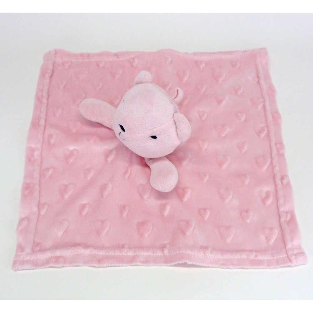 Starting Out Pink Bear Lovey Minky Hearts Embossed Baby Security Blanket